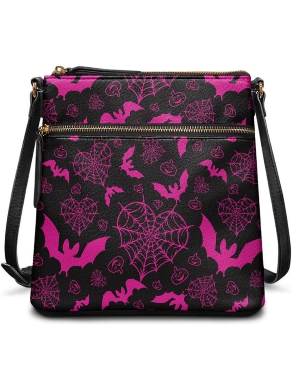 Womens Pink Bat Web Leather Large Hobo Sling Purse Cell Phone Crossbody Bag